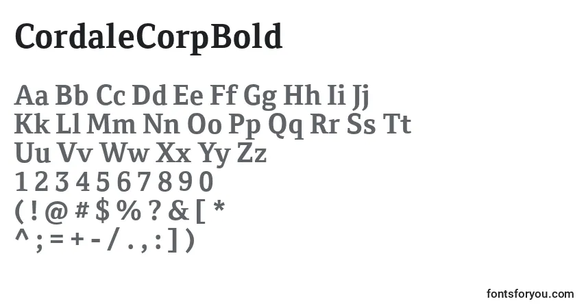 Schriftart CordaleCorpBold – Alphabet, Zahlen, spezielle Symbole