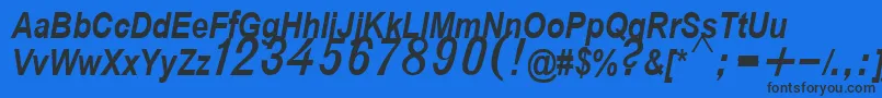 D432BoldItalic Font – Black Fonts on Blue Background