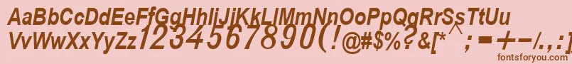 D432BoldItalic Font – Brown Fonts on Pink Background