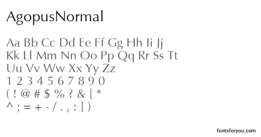 Schriftart AgopusNormal – Alphabet, Zahlen, spezielle Symbole