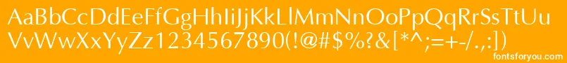 AgopusNormal-Schriftart – Weiße Schriften auf orangefarbenem Hintergrund