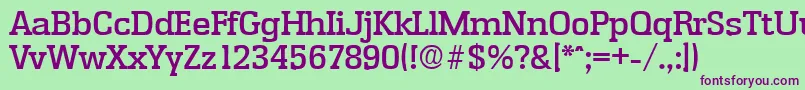 EnschedeMedium-Schriftart – Violette Schriften auf grünem Hintergrund