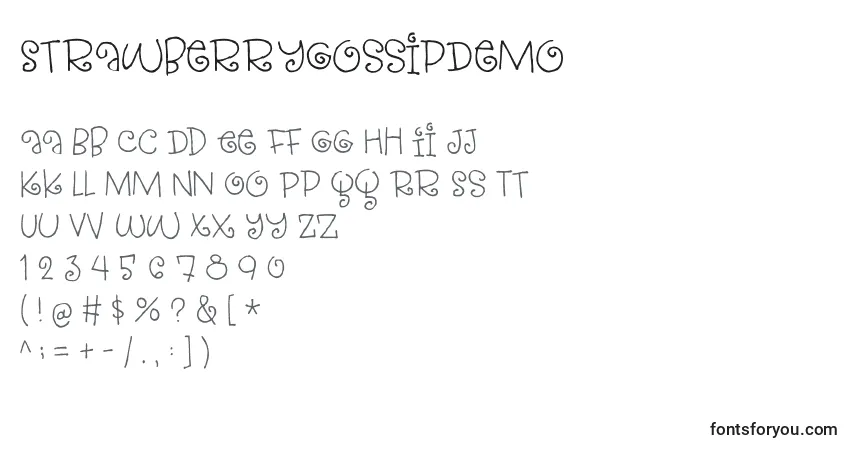 Шрифт StrawberryGossipDemo – алфавит, цифры, специальные символы