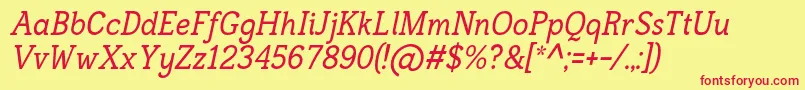 FrontenacItalic Font – Red Fonts on Yellow Background