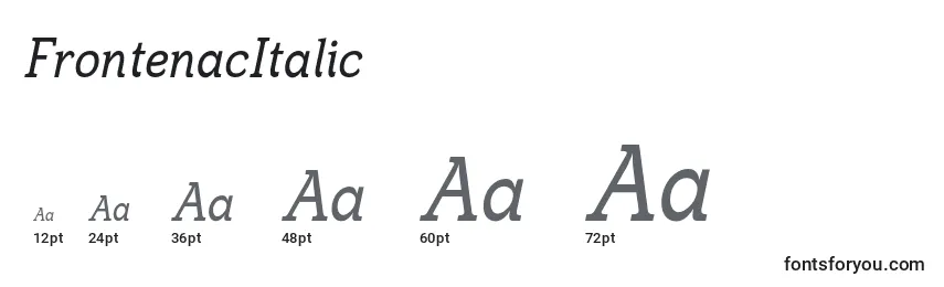 Размеры шрифта FrontenacItalic