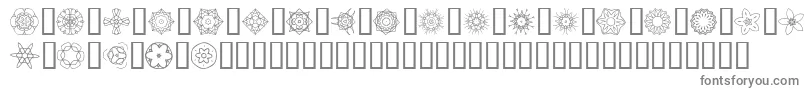 JiKaleidoscopeBats2-fontti – harmaat kirjasimet valkoisella taustalla