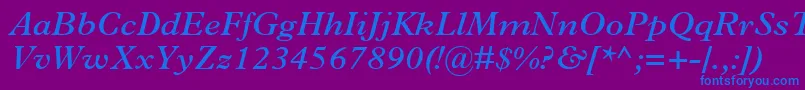 PlantinMtSemiBoldItalic Font – Blue Fonts on Purple Background