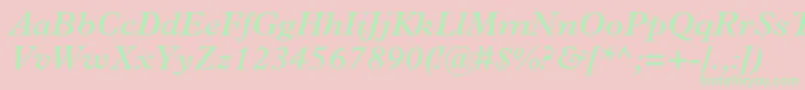 PlantinMtSemiBoldItalic-fontti – vihreät fontit vaaleanpunaisella taustalla