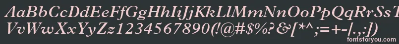 フォントPlantinMtSemiBoldItalic – 黒い背景にピンクのフォント