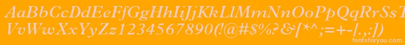 PlantinMtSemiBoldItalic-Schriftart – Rosa Schriften auf orangefarbenem Hintergrund