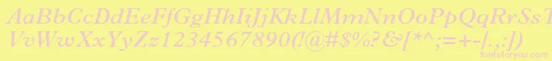 Шрифт PlantinMtSemiBoldItalic – розовые шрифты на жёлтом фоне