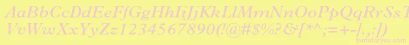 PlantinMtSemiBoldItalic Font – Pink Fonts on Yellow Background