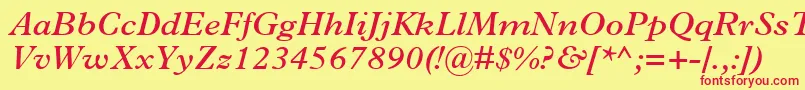 PlantinMtSemiBoldItalic Font – Red Fonts on Yellow Background