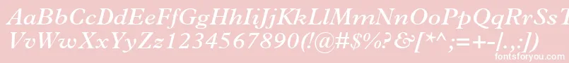 フォントPlantinMtSemiBoldItalic – ピンクの背景に白い文字