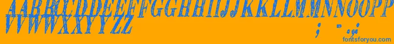 ExtrangerSolTfb-Schriftart – Blaue Schriften auf orangefarbenem Hintergrund