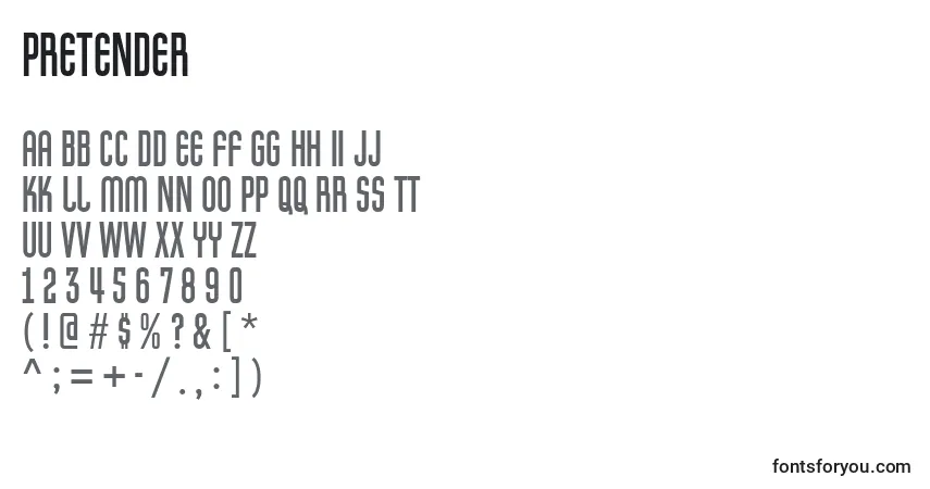 Pretender-fontti – aakkoset, numerot, erikoismerkit