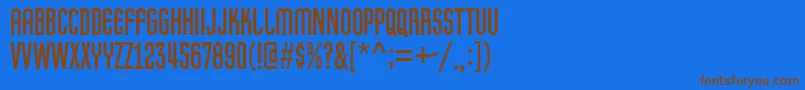 フォントPretender – 茶色の文字が青い背景にあります。