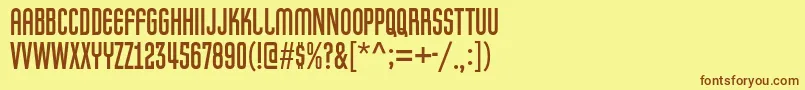 フォントPretender – 茶色の文字が黄色の背景にあります。