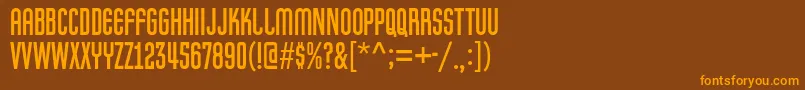 フォントPretender – オレンジ色の文字が茶色の背景にあります。