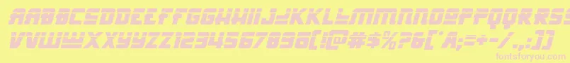 Hongkonghustlelaserital-Schriftart – Rosa Schriften auf gelbem Hintergrund