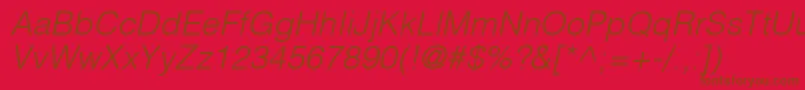 HelveticaLtLightOblique Font – Brown Fonts on Red Background