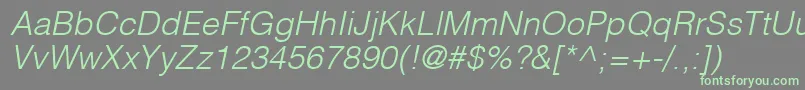 HelveticaLtLightOblique Font – Green Fonts on Gray Background