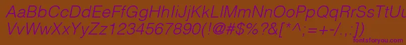 HelveticaLtLightOblique Font – Purple Fonts on Brown Background