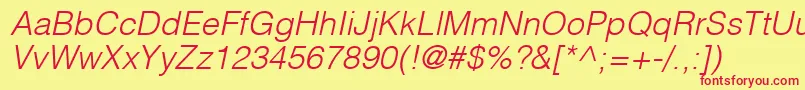 HelveticaLtLightOblique Font – Red Fonts on Yellow Background