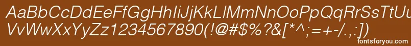 HelveticaLtLightOblique Font – White Fonts on Brown Background