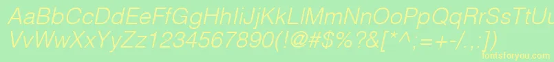 HelveticaLtLightOblique Font – Yellow Fonts on Green Background