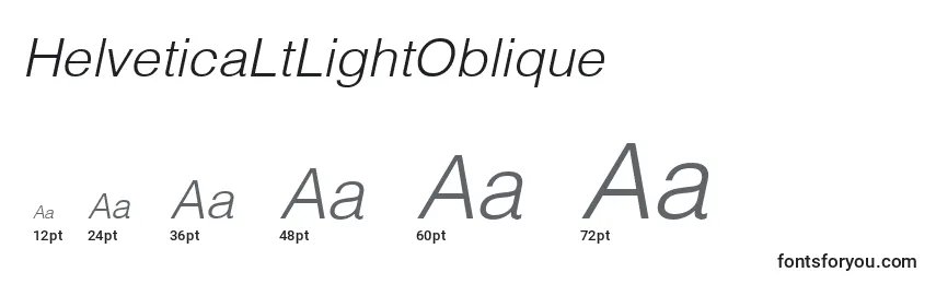 HelveticaLtLightOblique Font Sizes