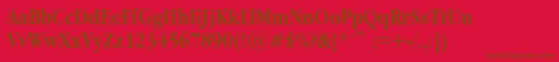 Garnrbol-Schriftart – Braune Schriften auf rotem Hintergrund