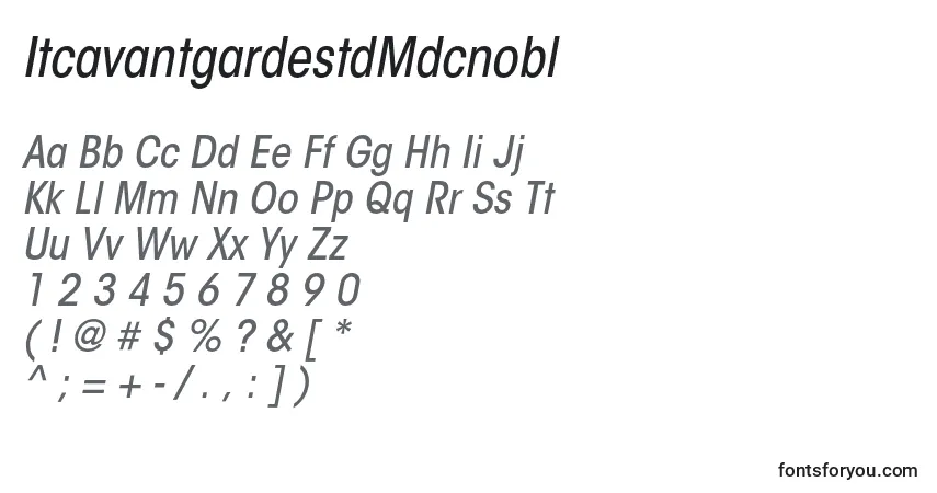 A fonte ItcavantgardestdMdcnobl – alfabeto, números, caracteres especiais