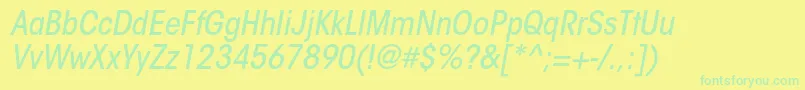 Fonte ItcavantgardestdMdcnobl – fontes verdes em um fundo amarelo