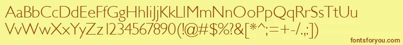 GarrisonLightSans-Schriftart – Braune Schriften auf gelbem Hintergrund