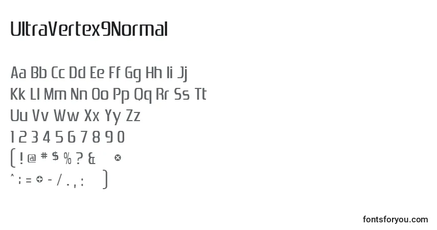 Czcionka UltraVertex9Normal – alfabet, cyfry, specjalne znaki