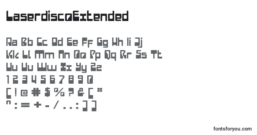 A fonte LaserdiscoExtended – alfabeto, números, caracteres especiais