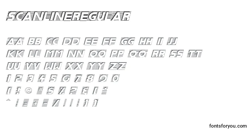 Schriftart ScanlineRegular – Alphabet, Zahlen, spezielle Symbole
