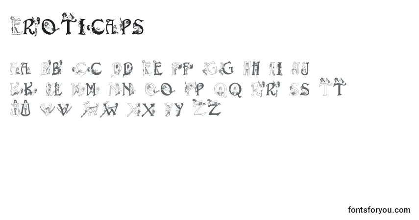 A fonte Eroticaps – alfabeto, números, caracteres especiais