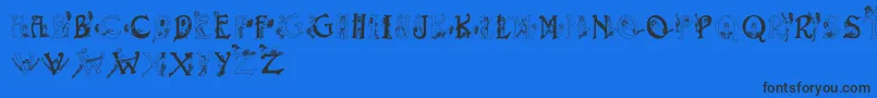 Eroticaps Font – Black Fonts on Blue Background