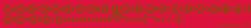 Cameoappearancenf-Schriftart – Braune Schriften auf rotem Hintergrund