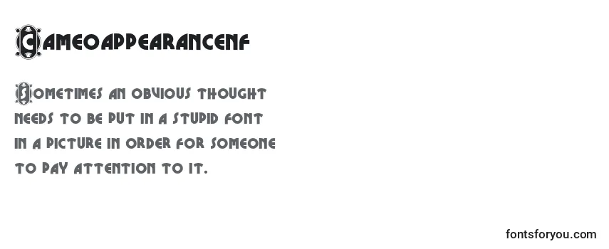 Review of the Cameoappearancenf (56959) Font