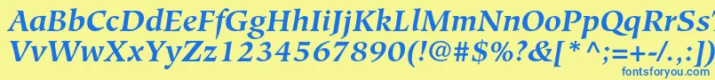 HiroshigestdBolditalic Font – Blue Fonts on Yellow Background