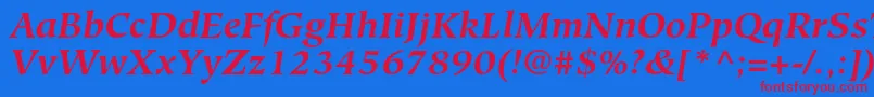 HiroshigestdBolditalic Font – Red Fonts on Blue Background