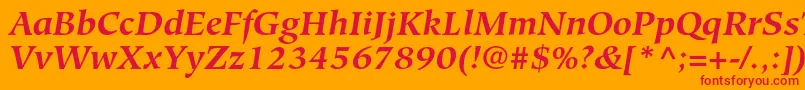 HiroshigestdBolditalic Font – Red Fonts on Orange Background