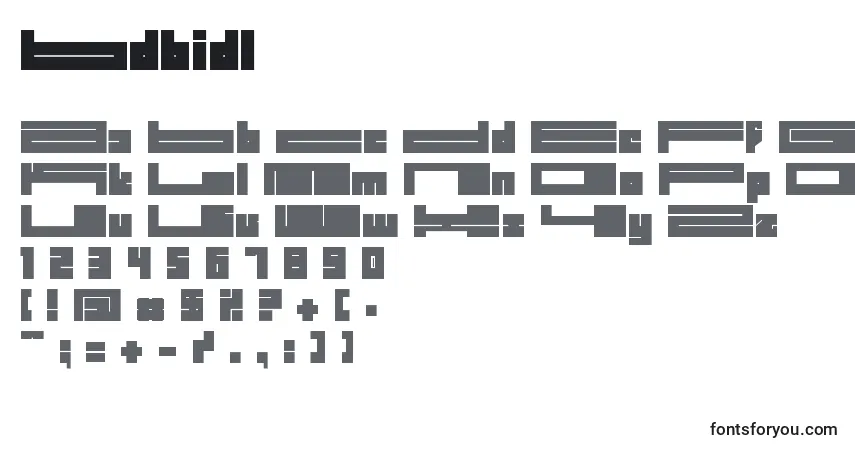 Bdbidl-fontti – aakkoset, numerot, erikoismerkit