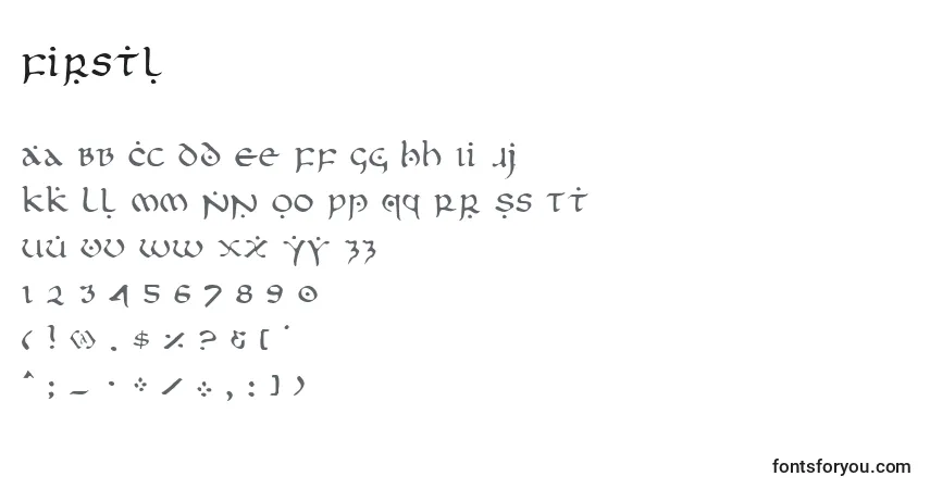 Czcionka Firstl – alfabet, cyfry, specjalne znaki