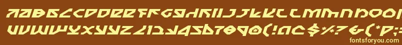 Nostroei-fontti – keltaiset fontit ruskealla taustalla