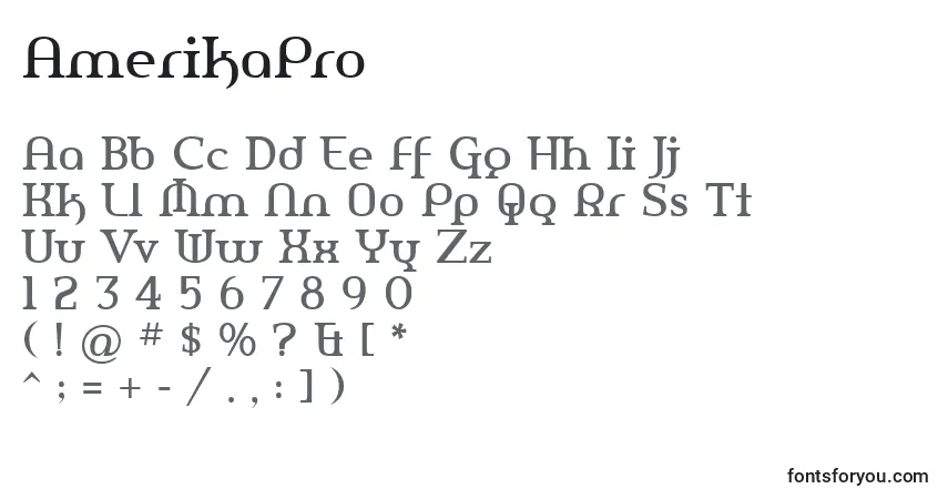 Шрифт AmerikaPro – алфавит, цифры, специальные символы