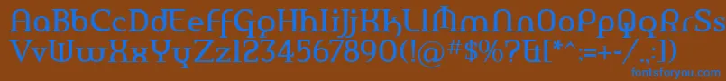 フォントAmerikaPro – 茶色の背景に青い文字